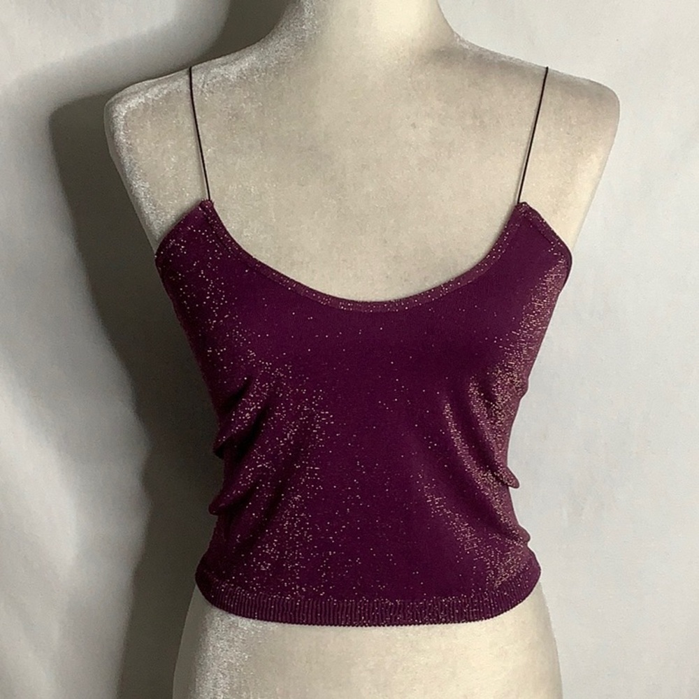 Free People Skinny Strap Seamless Brami Purple Metallic Crop Top Size M/L